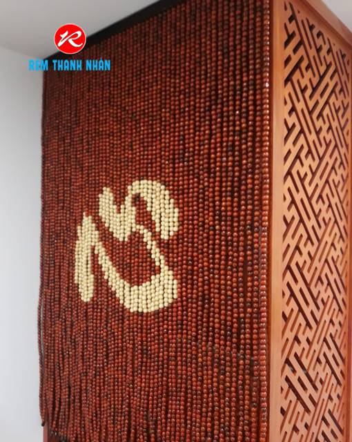 Rèm hạt gỗ Hương chữ Tâm - Hán