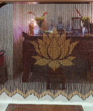 Rèm phòng thờ hạt gỗ Hương Mẫu HOA SEN Pơ Mu