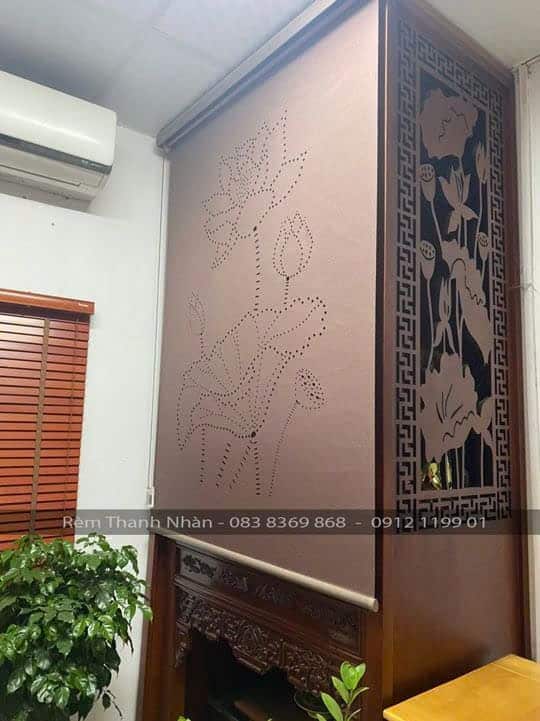 Rèm che Bàn thờ khắc Laze mẫu Hoa Sen LZ115 8 Rèm che Bàn thờ khắc Laze mẫu Hoa Sen LZ115