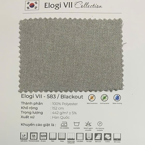 Rèm vải Elogi VII 583 Hàn Quốc: Cao cấp, hiện đại & bền đẹp 4 Vải Elogi VII 583 Hàn Quốc