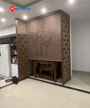 Màn che bàn thờ LZ32 – Mẫu cây Trúc phong thủy khắc laser 3D cao cấp