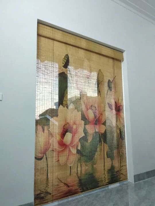 Mành tăm Trúc in tranh nghệ thuật – Trang trí phòng thiền, spa, thờ 23 Mành tăn in tranh trong nội thất