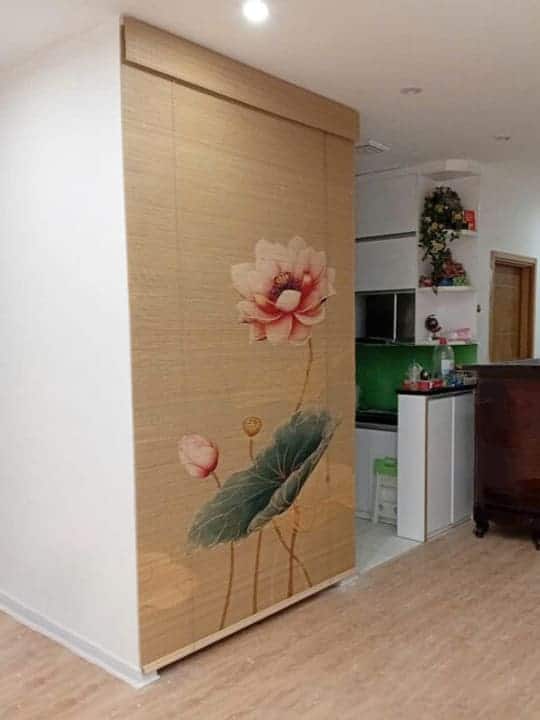 Mành tăm Trúc in tranh nghệ thuật – Trang trí phòng thiền, spa, thờ 21 Mành tăn in tranh trong nội thất