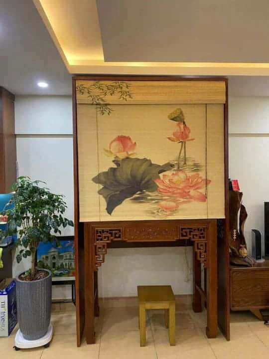 Mành tăm Trúc in tranh nghệ thuật – Trang trí phòng thiền, spa, thờ 20 Mành tăn in tranh trong nội thất