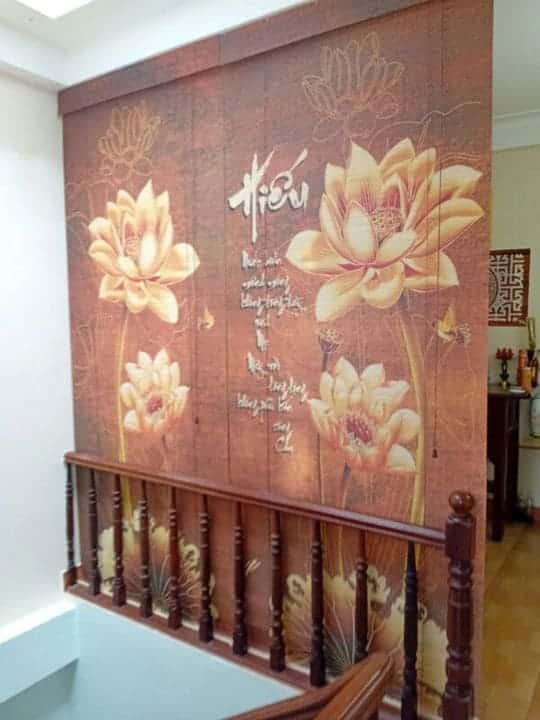 Mành tăm Trúc in tranh nghệ thuật – Trang trí phòng thiền, spa, thờ 19 Mành tăn in tranh trong nội thất