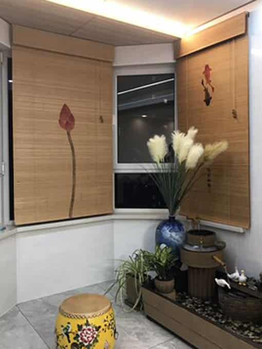 Mành tăm Trúc in tranh nghệ thuật – Trang trí phòng thiền, spa, thờ 18 Mành tăn in tranh trong nội thất