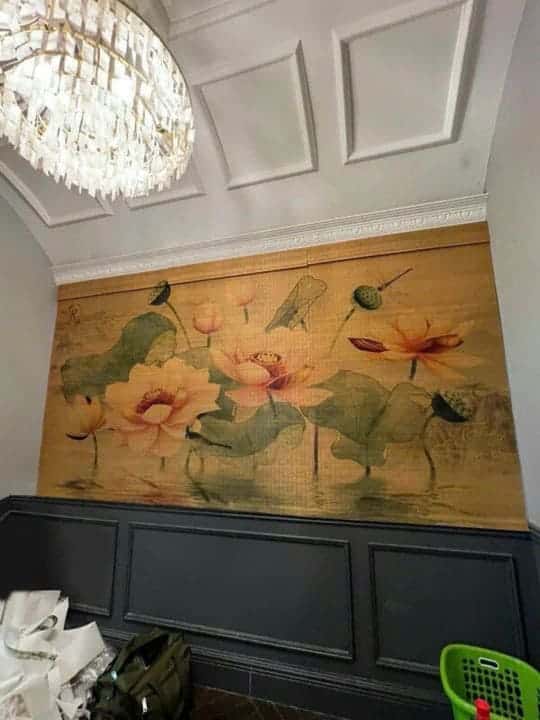 Mành tăm Trúc in tranh nghệ thuật – Trang trí phòng thiền, spa, thờ 17 Mành tăn in tranh trong nội thất