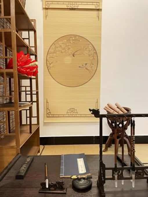 Mành tăm Trúc in tranh nghệ thuật – Trang trí phòng thiền, spa, thờ 14 Mành tăn in tranh trong nội thất