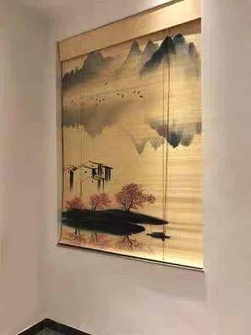 Mành tăm Trúc in tranh nghệ thuật – Trang trí phòng thiền, spa, thờ 12 manh truc in tranh cua so