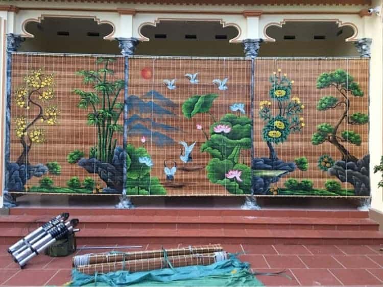 Mành Trúc vẽ tranh sơn dầu – Tác phẩm nghệ thuật sống giữa không gian Việt 4 Mành vẽ tranh sơn dầu thủ công – Mỗi tấm mành là một tác phẩm độc bản