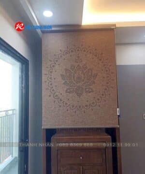 Rèm cuốn khắc laser LZ 243 che bàn thờ, cho phòng thờ