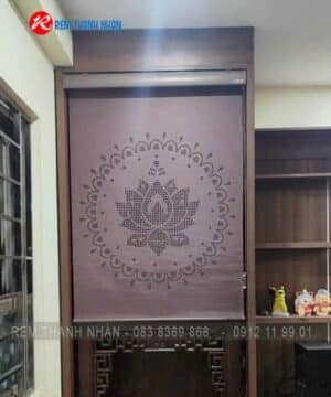 Rèm cuốn khắc laser LZ 243 che bàn thờ, cho phòng thờ