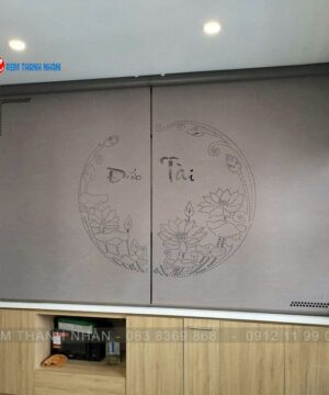 Rèm xuyên sáng Hàn Quốc LZ252 – Sự kết hợp Chữ Phúc - Hoa Sen - Vòng Tròn 11 Rèm cuốn laser 3D ánh sáng xuyên phòng thờ