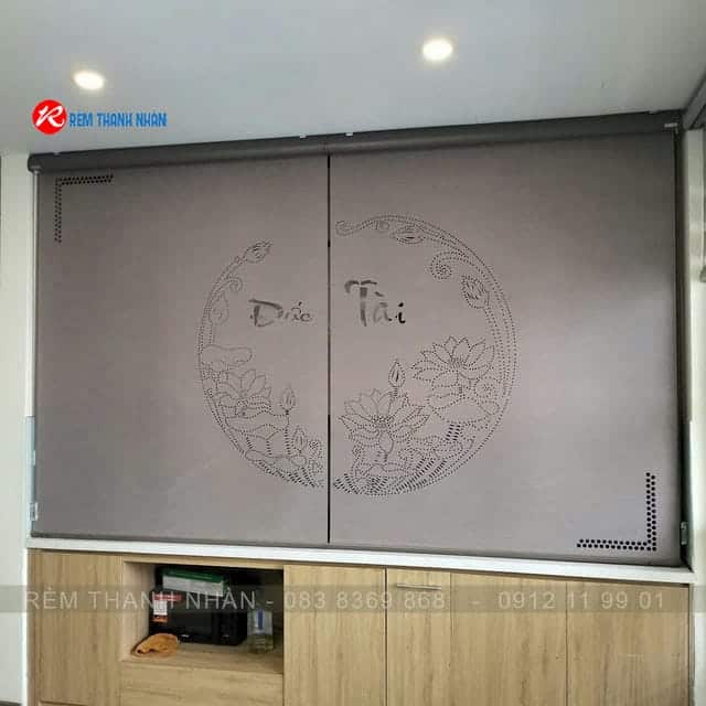 Rèm xuyên sáng Hàn Quốc LZ252 – Sự kết hợp Chữ Phúc - Hoa Sen - Vòng Tròn 17 Rèm cuốn laser 3D ánh sáng xuyên phòng thờ