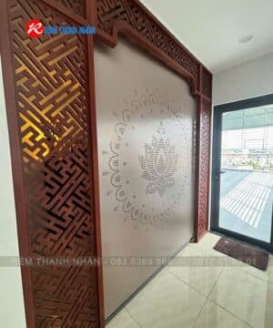 Rèm cuốn khắc laser LZ 243 che bàn thờ, cho phòng thờ