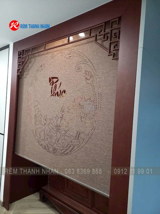 Rèm xuyên sáng Hàn Quốc LZ252 – Sự kết hợp Chữ Phúc - Hoa Sen - Vòng Tròn 3 Rèm xuyên sáng Hàn Quốc LZ252 – Sự kết hợp Chữ Phúc - Hoa Sen - Vòng Tròn