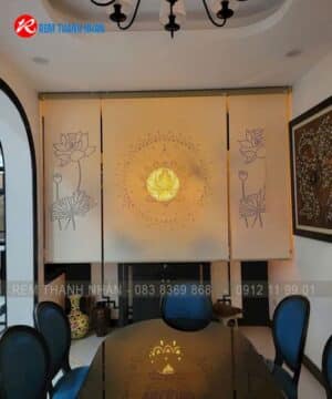 Rèm cuốn khắc laser LZ 243 che bàn thờ, cho phòng thờ