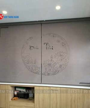 Rèm xuyên sáng Hàn Quốc LZ252 – Sự kết hợp Chữ Phúc - Hoa Sen - Vòng Tròn 8 Rèm xuyên sáng phòng thờ hoa sen LZ252 – Laser 3D ánh sáng tâm linh