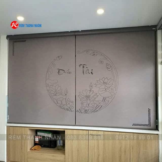 Rèm xuyên sáng Hàn Quốc LZ252 – Sự kết hợp Chữ Phúc - Hoa Sen - Vòng Tròn 12 Rèm xuyên sáng phòng thờ hoa sen LZ252 – Laser 3D ánh sáng tâm linh