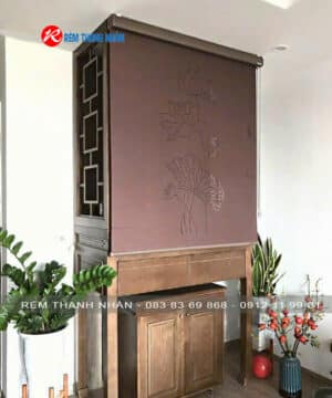 Rèm che ban thờ khắc laser LZ38 hoa sen - Chuẩn phong thủy