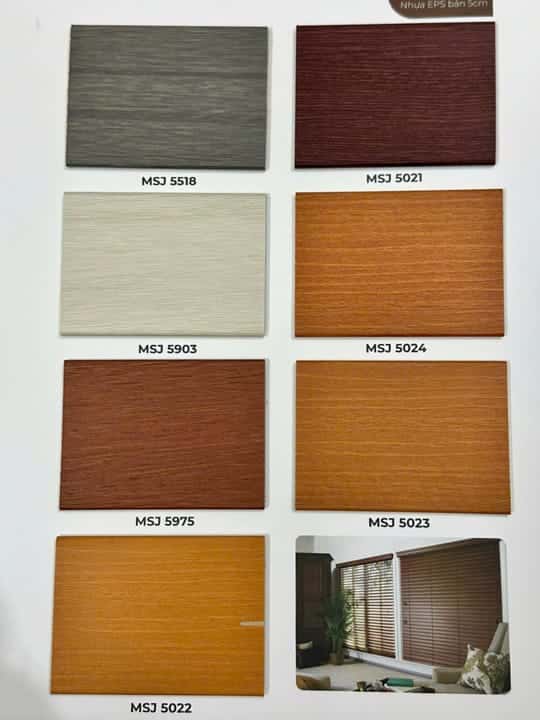 Báo giá rèm gỗ Grace Home hệ 1 dây & hệ 2 dây – Gỗ Basswood, Paulownia và nhựa PS vân gỗ tại Hà Nội 9 Chất liệu rèm gỗ Grace Home – nhựa PS vân gỗ