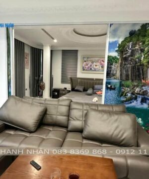 Rèm tổ ong in tranh hệ 27 Pro mở 2 bên | Vách ngăn phòng khách đẹp 10 Địa chỉ lắp vách ngăn rèm tổ ong in tranh uy tín tại Hà Nội