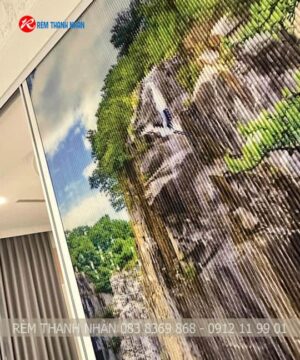 Rèm tổ ong in tranh hệ 27 Pro mở 2 bên | Vách ngăn phòng khách đẹp 12 Rèm vách ngăn rèm tổ Ong in tranh hệ 27 Pro